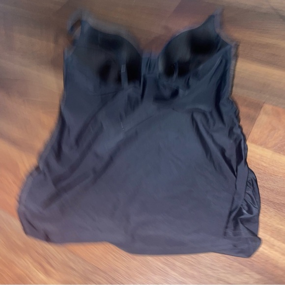 Cacique Tankini Top 40DDD Knot Front Black Swim Top Underwire Support - Picture 2 of 6